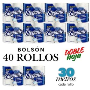 Papel Higiénico Elegante Hoja Doble 30m 4 Unidades Pack X10