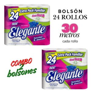 Papel higiénico 30 mts hoja simple - 2 Packs - 24  - Simple hoja