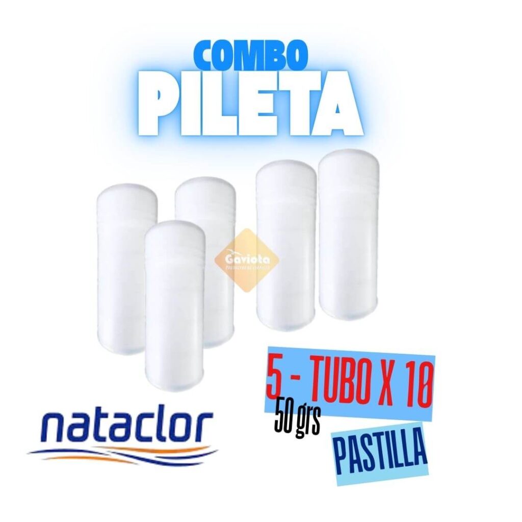 Combo 5 Tubos Pastilla Cloro 50 grs - 10 unid cada tubo